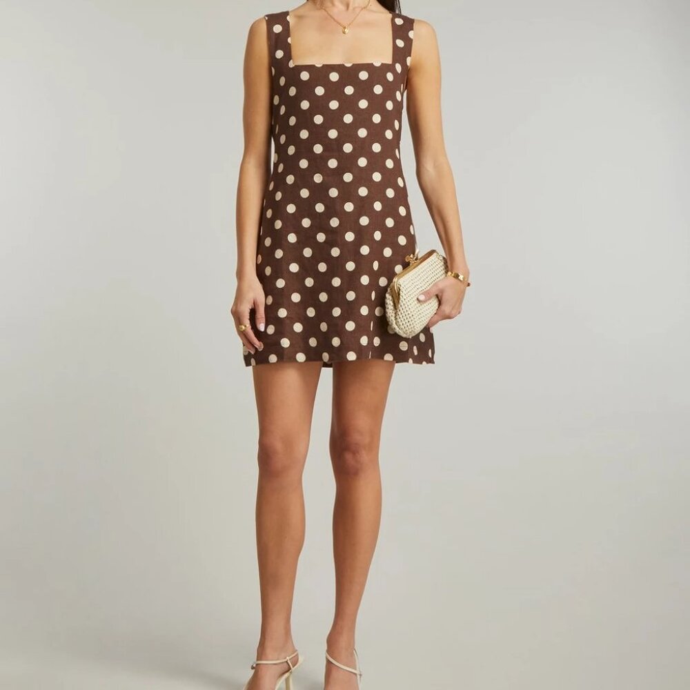 Posse Alice Mini Dress - Brown Polka Dot - Medium